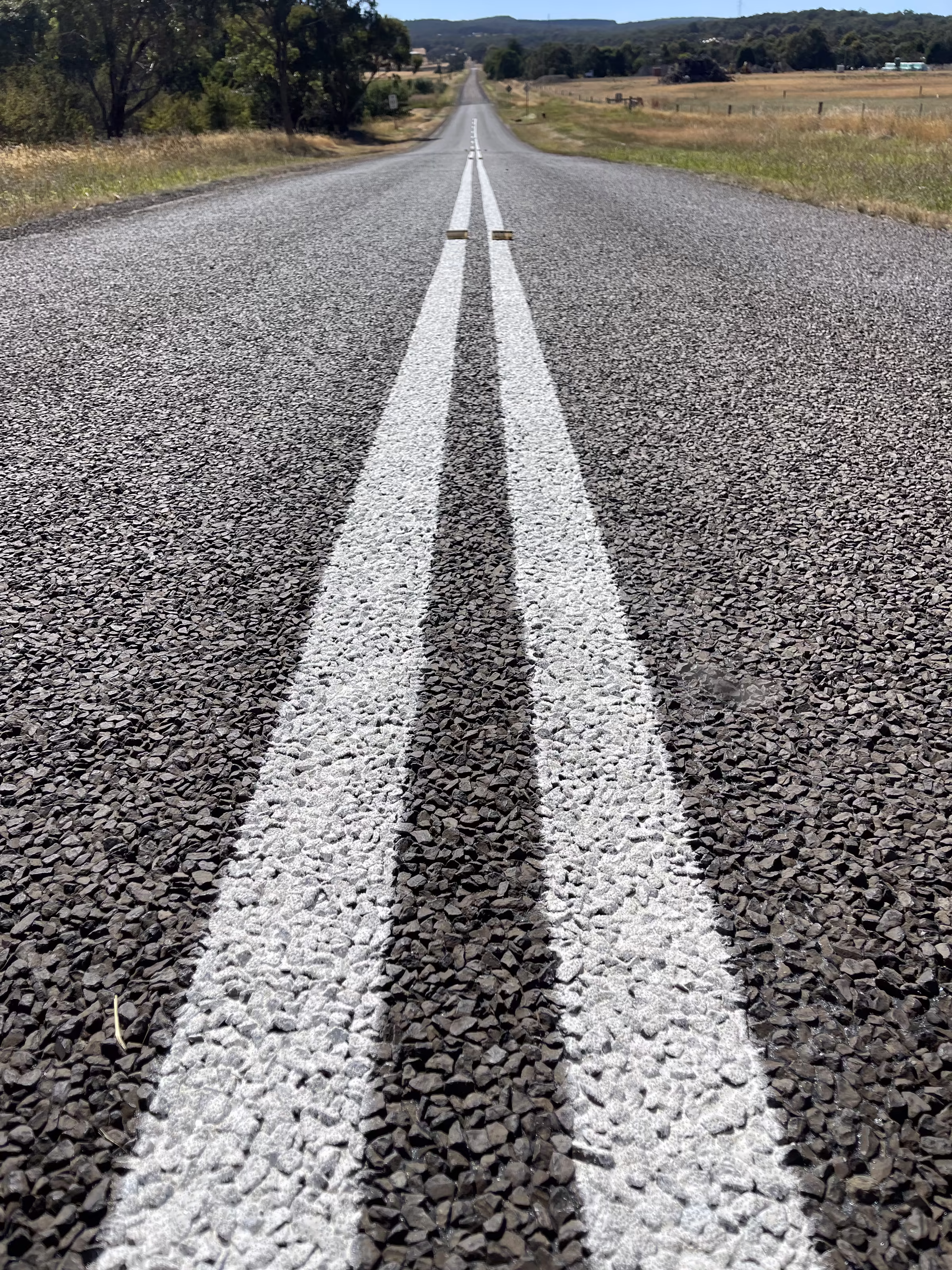 Freshly marked freeway carriageway