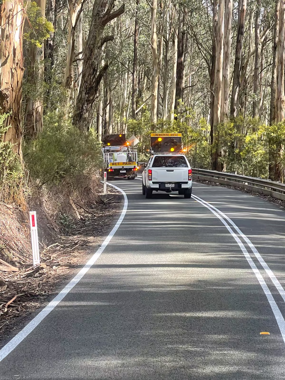 Southern Highway line marking truck on a forest road