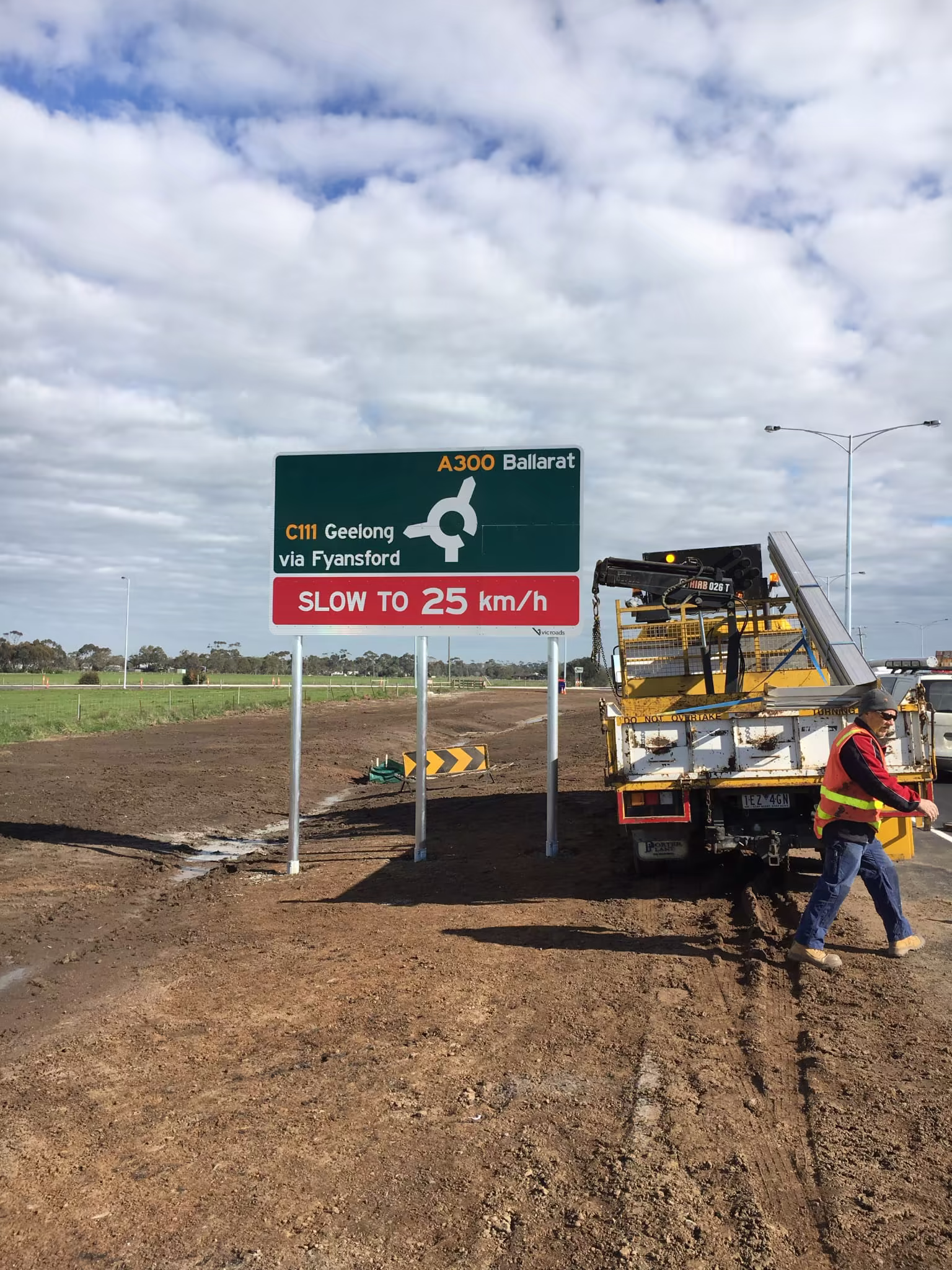 Road sign installation beside a township road